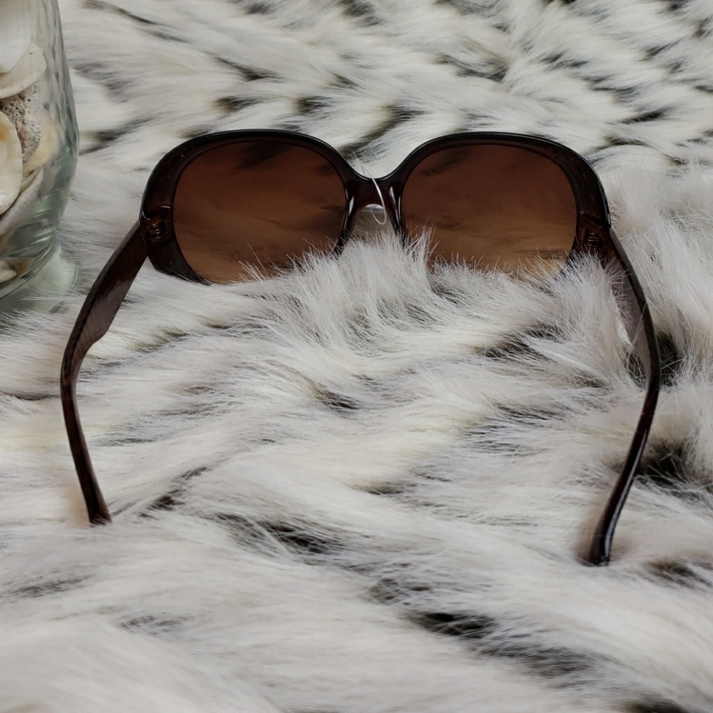 Rhinestone Brown Animal Print Large Lens Sunglasse - Picture 6 of 8